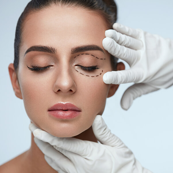 Woman Being Prepped For Blepharoplasty Surgery
